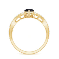 6X8mm Pear Shaped Black Onyx Designer Engagement Ring with Diamond