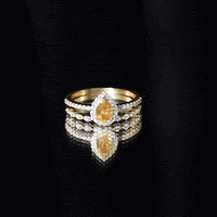 Real 0.6 Carat Citrine Teardrop Bridal Ring Set with Diamond