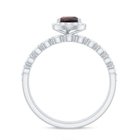 Natural 5X7mm Pear Shape Garnet Wedding Engagement Ring Set of 2