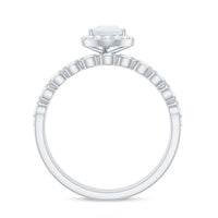 Teardrop Moonstone Bridal Ring Set with Diamond