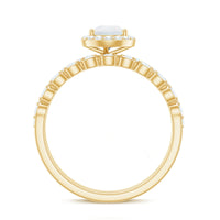 Teardrop Moonstone Bridal Ring Set with Diamond