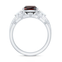 Natural 8 mm Cushion Cut Garnet Diamond Wedding Bridal Ring Set