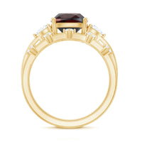 Natural 8 mm Cushion Cut Garnet Diamond Wedding Bridal Ring Set