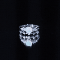 Cushion Cut Real Ethiopian Opal Wedding Ring Set with Diamond