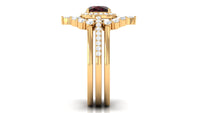 Natural 8mm Cushion Cut Garnet Statement Bridal Ring Set