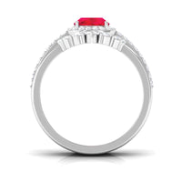 Certified Lab Grown Ruby 3 Piece Bridal Ring Set with Moissanite
