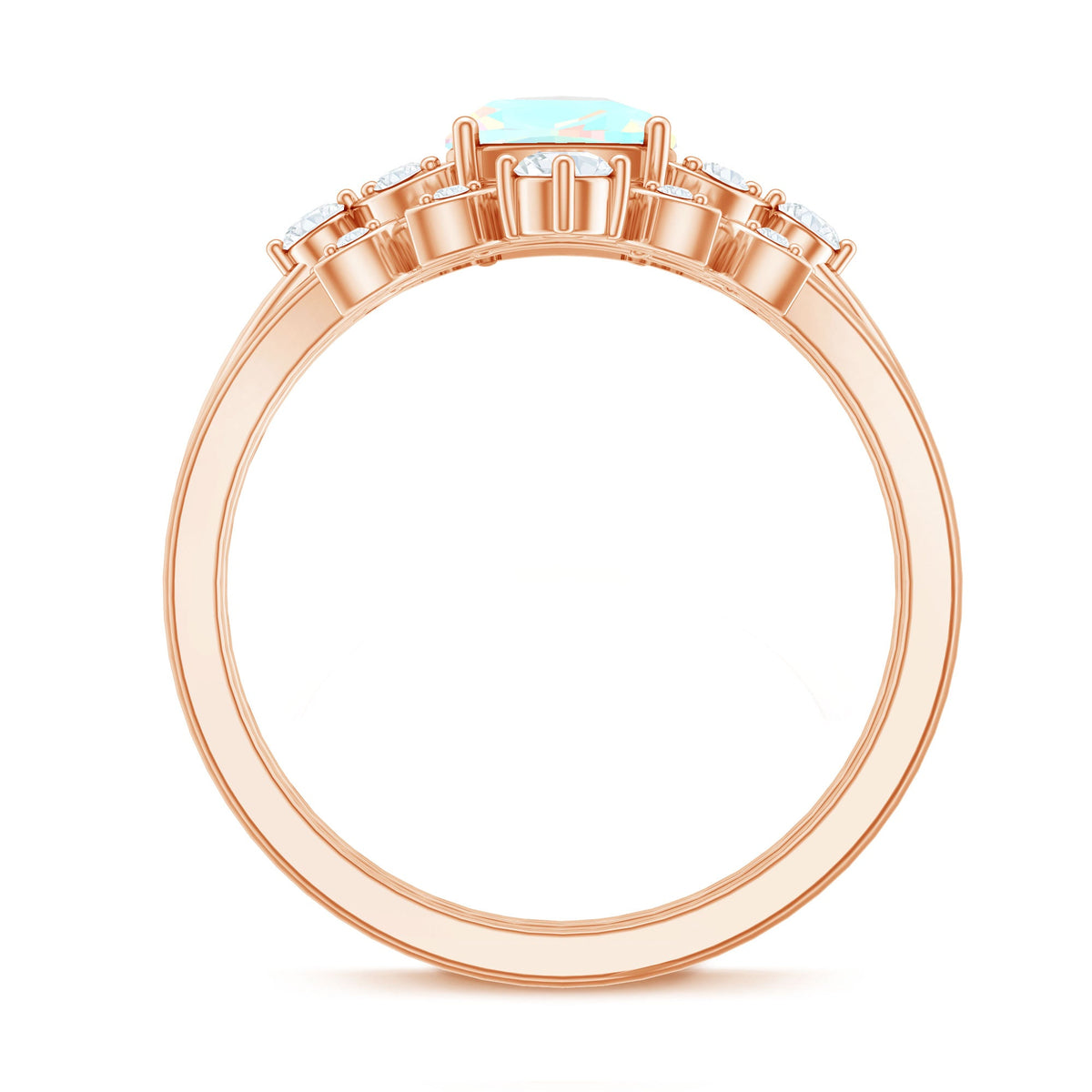 Genuine Ethiopian Opal Engagement Ring with Diamond Enhancer