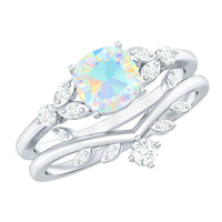 Genuine Ethiopian Opal Engagement Ring with Diamond Enhancer