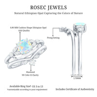 Genuine Ethiopian Opal Engagement Ring with Diamond Enhancer