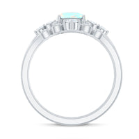Genuine Ethiopian Opal Engagement Ring with Diamond Enhancer