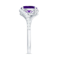 1 Carat Amethyst Oval Engagement Ring with Diamond Bypass Shank