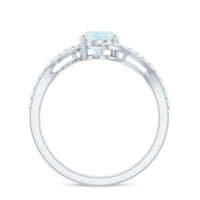 Oval Cut Solitaire Moonstone and Diamond Bypass Ring
