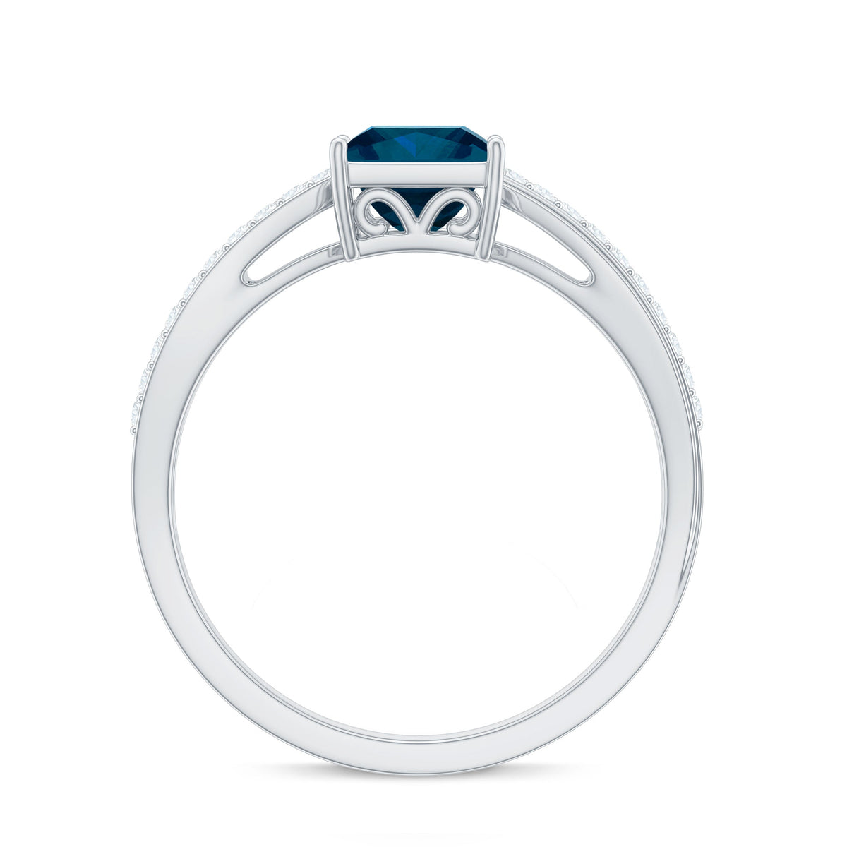 6mm Princess Cut London Blue Topaz Solitaire Engagement Ring with Certificate