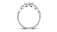 Princess Cut Moonstone Vintage Ring Set with Diamond