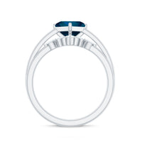 Princess Cut London Blue Topaz Designer Wedding Ring Set for Women