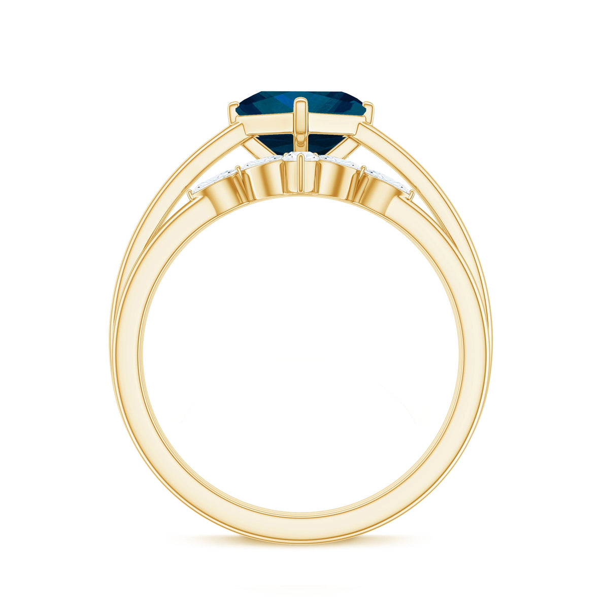 Princess Cut London Blue Topaz Designer Wedding Ring Set for Women