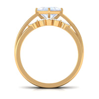 Princess Cut Moonstone and Diamond Solitaire Ring Set