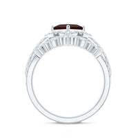 Princess Cut Garnet Designer Wedding Ring Set with Moissanite