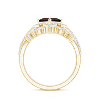 Princess Cut Garnet Designer Wedding Ring Set with Moissanite