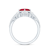 3.25 CT Designer Created Ruby and Moissanite Wedding Ring Set