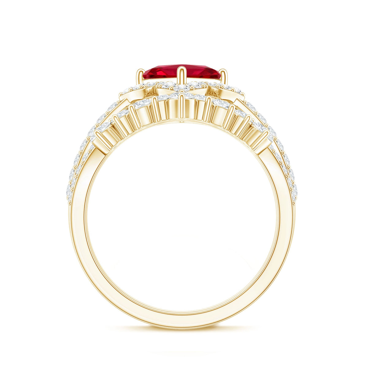 3.25 CT Designer Created Ruby and Moissanite Wedding Ring Set