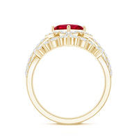 3.25 CT Designer Created Ruby and Moissanite Wedding Ring Set
