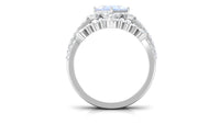 Moonstone and Moissanite Statement Wedding Ring Set