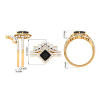 0.5 Carat Black Onyx and Moissanite Statement Wedding Ring Set