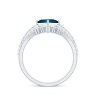 6mm Princess Cut London Blue Topaz and Diamond Wedding Ring Set