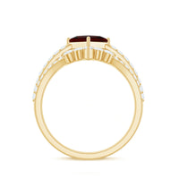 Natural Princess Cut Garnet Diamond Wedding Bridal Ring Set
