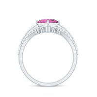1 Carat Princess Cut Pink tourmaline and Diamond Wedding Ring Set for Women