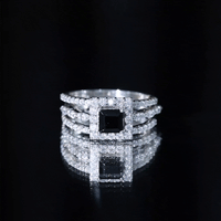 Princess Cut Black Onyx and Moissanite Trio Wedding Ring Set