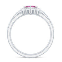 Real Pink tourmaline and Moissanite Trio Wedding Ring Set