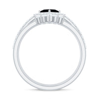 Certified 5mm Princess Cut Black Onyx Wedding Rings Set with Moissanite Band