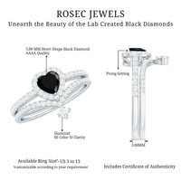 Created Black Diamond Heart Engagement Ring Set with Diamond