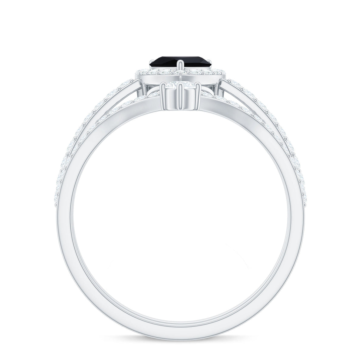 Created Black Diamond Heart Engagement Ring Set with Diamond