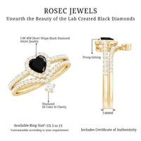 Created Black Diamond Heart Engagement Ring Set with Diamond
