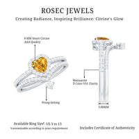 Certified Real Citrine Heart Shape Engagement Ring with Diamond Enhancer