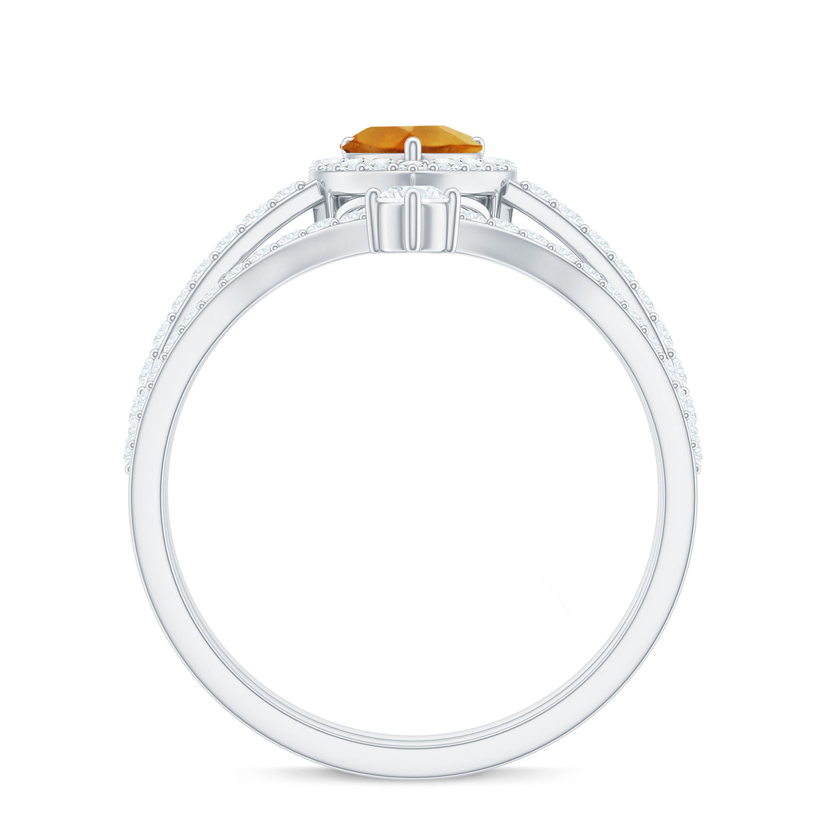 Certified Real Citrine Heart Shape Engagement Ring with Diamond Enhancer