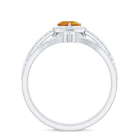 Certified Real Citrine Heart Shape Engagement Ring with Diamond Enhancer