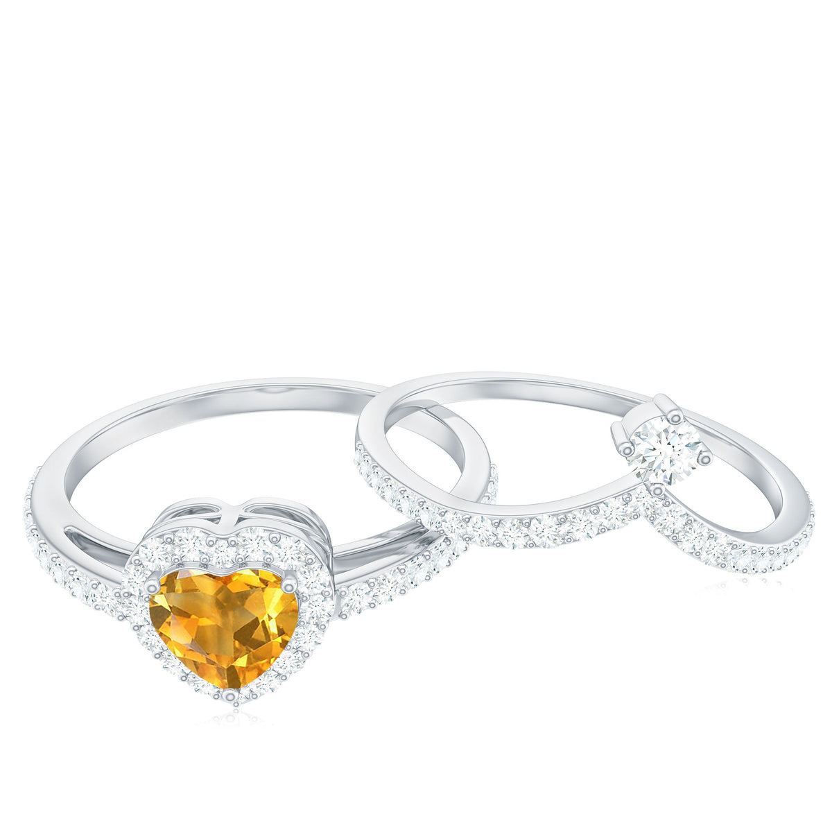 Certified Real Citrine Heart Shape Engagement Ring with Diamond Enhancer