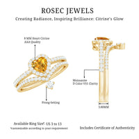 Certified Real Citrine Heart Shape Engagement Ring with Diamond Enhancer