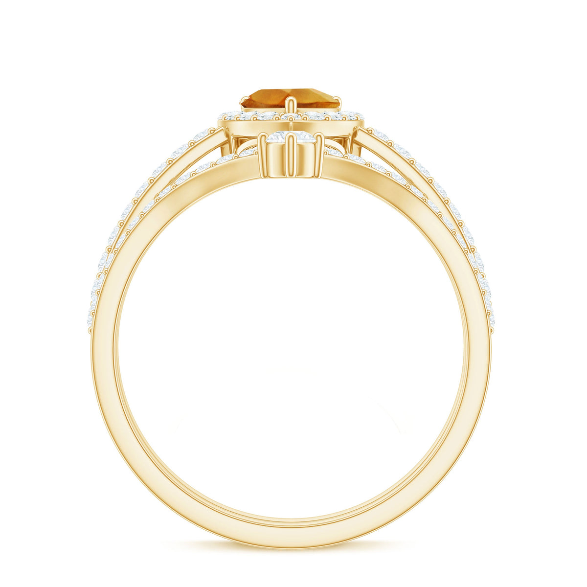 Certified Real Citrine Heart Shape Engagement Ring with Diamond Enhancer