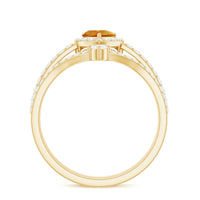 Certified Real Citrine Heart Shape Engagement Ring with Diamond Enhancer