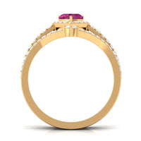 Genuine Pink Tourmaline Ring Set with Moissanite