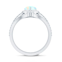 Natural Ethiopian Rainbow Opal Heart Shaped Engagement Ring with Enhancer