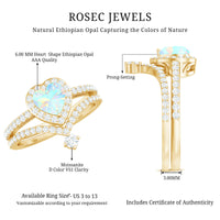 Natural Ethiopian Rainbow Opal Heart Shaped Engagement Ring with Enhancer