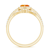 Heart Shape Fire Opal Ring Set with Moissanite