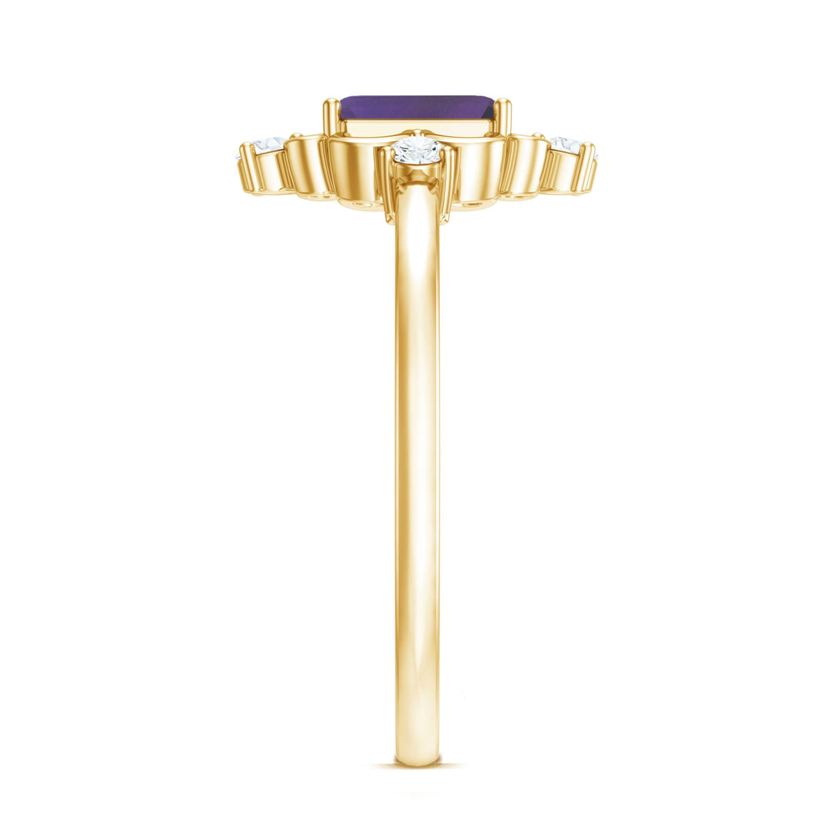 Vintage Inspired 1.4 Carat Amethyst Emerald Cut Engagement Ring with Diamond