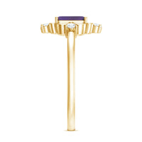 Vintage Inspired 1.4 Carat Amethyst Emerald Cut Engagement Ring with Diamond